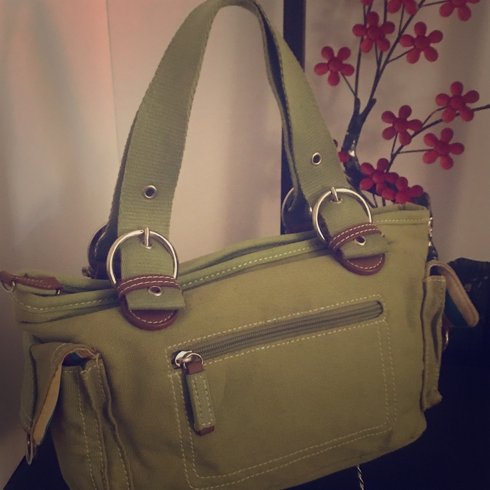 Classic St Johns Bay canvas handbag pea green
